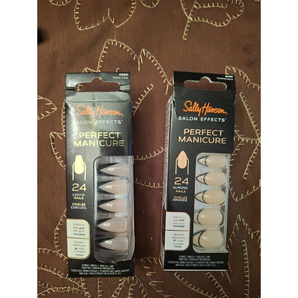 Sally Hansen Salon Effects Perfect Manicure, Almond Nails & Coffin Nail Lot of 2